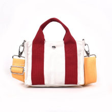 custom Eco friendly women canvas cotton shoulder zipper shopping tote bag with long strap